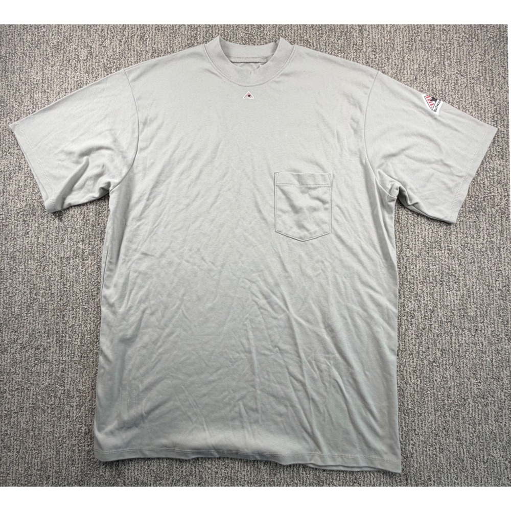 Bulwark T-Shirt Mens XL Gray Flame Resistant FR Pocket Short Sleeve SET8GY5